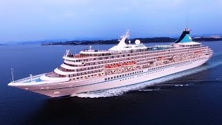 MS Artania cruise DRONE close up chase  Norway  Stavanger  982016 [upl. by Aelyk]