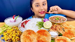 Panta Bhat Eatingpoita or Pakhala Bhat😋with spicy🌶️🍅tomato chutneyAam makhapapadBig bites [upl. by Rennob]