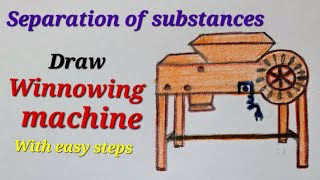 Winnowing machine drawing easy Draw grain winnowing machine Draw grain winnower machine [upl. by Mosley]