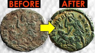 Ancient Roman Coin Restoration  Soldier Spearing Barbarian [upl. by Urbana]