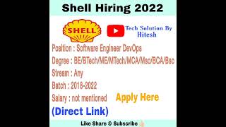 Shell HiringRecruitment 2022 jobs2022 jobsearch freshersjob shell softwareengineer [upl. by Elreath]