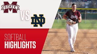 Highlights Notre Dame vs No 20 Mississippi State Softball Game  2024 Mary Nutter [upl. by Normand]