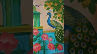 Canvas backdrop painting kvisualsart peacockart muralart commissionart artistreels [upl. by Ydennek588]