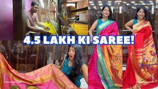 I visited a PAITHANI Manufacturer in YEOLA Original Paithani Sarees with PRICE Pandat Paithani [upl. by Bollen]