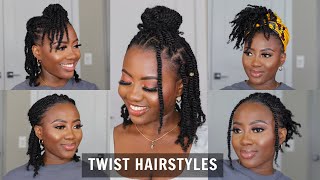 11 Ways to Style your Short Twist  QUICK and EASY Hairstyles [upl. by Warwick930]