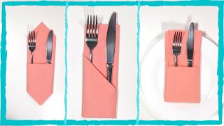 The 3 easiest and fastest ways to fold napkins for your cutlery❤️❤️ [upl. by Claresta]