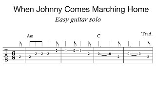 Easy guitar tabs  How to play When Johnny Comes Marching Home Free PDF [upl. by Shulamith]