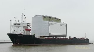 Heavy load carrier PAPENBURG cruiseliner sections Meyer Werft engine broken towed to Emden by tug GR [upl. by Gitt]