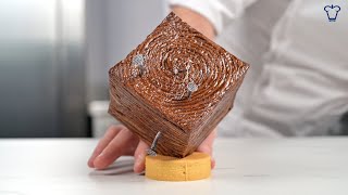 Wooden Cube BAKELS Cocoa amp Coconut cream amp Saphire glaze neutral  pastry recipe [upl. by Pierpont]