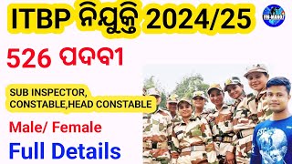 ITBP Recruitment 2024 Post 526 Full Details FM Manoj [upl. by Ainoek588]