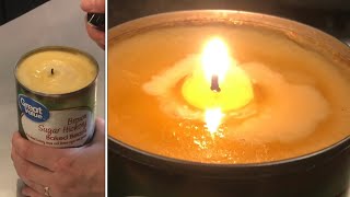 making “hybrid” waxtallow CANDLES 🕯 hamburger grease very low cost [upl. by Aloiv]