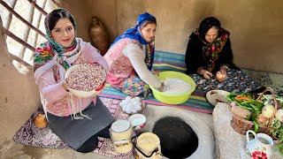 IRAN Village Daily Life Kidney Beans Stew and Baking Local Bread in Tandoor [upl. by Couture]