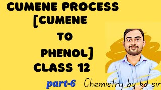 Cumene process class 12  preparation of phenol from cumene [upl. by Lauree]