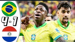 Brazil vs Paraguay 41 All Goals amp Highlights  Copa America 2024 [upl. by Eihtur]