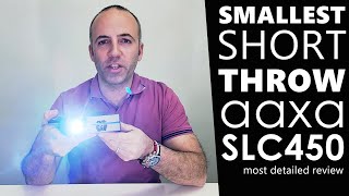 Smallest Short Throw LED Projector  AAXA SLC450 Review [upl. by Sualakcin]