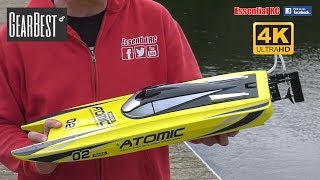 VolantexRC V729 ATOMIC readytorun BRUSHLESS RC Racing Boat ESSENTIAL RC DRIVE TEST UltraHD4K [upl. by Ahsinnek234]