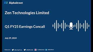 Zen Technologies Limited Q1 FY202425 Earnings Conference Call [upl. by Creighton]