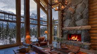 Cozy Ambience  Winter House  Crackling Fire amp Snow Falling  ASMR [upl. by Teplica948]