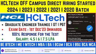 HCL Tech OFF Campus Recruitment Drive 2024  2023  2022  2021 Batch  HCL Tech Fresher Mass Hiring [upl. by Oribella]