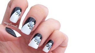 DISEÑO DE UÑAS con puntos en blanco y negro 💅 paso a paso [upl. by Eoj2]