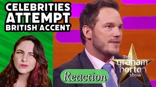 American Reacts  CELEBRITIES ATTEMPTING BRITISH ACCENTS  The Graham Norton Show ⭐️ [upl. by Gayla]