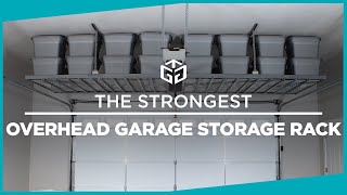 The Strongest Overhead Garage Storage Rack  Ceiling Rack By Gorgeous Garage [upl. by Eizdnil]