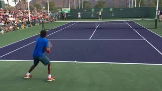 Nadal Practice with Monfils Level View [upl. by Nahtaj]