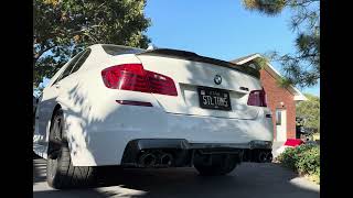 Catless F10 M5 Cold Start with Valvetronic Mufflers onoff INSANE DIFFERENCE [upl. by Eonak]