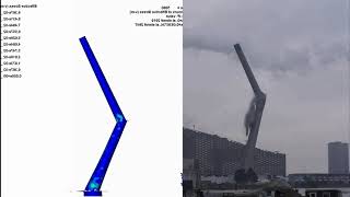 Demolition of a 150 m tall chimney simulation vs reality [upl. by Dyl]