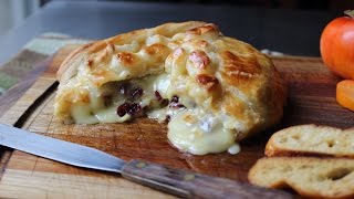 Baked Stuffed Brie  Brie en Croute stuffed with Cranberries amp Walnuts [upl. by Meredithe]