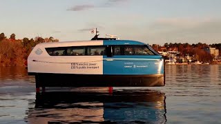 Flying passenger electric hydrofoil operates in Stockholm [upl. by Aligna]