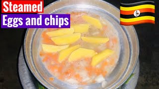 Steamed eggs and chips and other organic foods for dinner thepearlofafrica [upl. by Groeg]