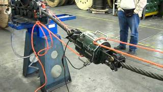 Magnetoinductive NDE examination test on steel wire rope [upl. by Kletter]