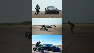 WHO WON THAT 😳🏁 porsche kawasaki dragrace [upl. by Lahsiv]