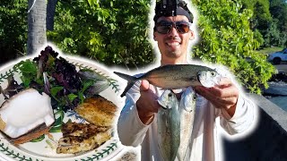 Omaka or Green Jack  Catch and Cook  Fishing Keauhou Bay With Shrimp [upl. by Gascony]