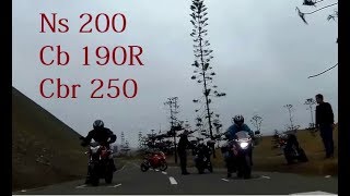 Honda CB 190 vs Pulsar NS 200 vs Honda CBR 250 14 de milla  KTM KAWASAKI YAMAHA [upl. by Cleti]