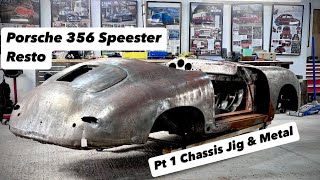 Porsche 356 Speedster Restoration pt 1 Chassis Jig and Metalwork [upl. by Lorre]