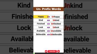 😊 Un Prefix Words  For Beginners  Practice English  shorts [upl. by Ecinrahs]