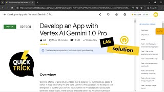 2024 Develop an App with Vertex AI Gemini 10 Pro Solution  Qwiklabs [upl. by Julieta]