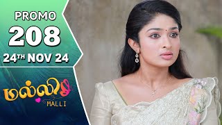 Malli Serial  Episode 208 Promo  24th Nov 24  Nikitha  Vijay  Saregama TV Shows Tamil [upl. by Nanine230]