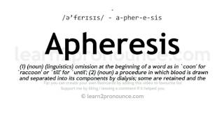 Pronunciation of Apheresis  Definition of Apheresis [upl. by Arden]