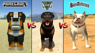 MINECRAFT NEW DOG VS GTA 5 DOG VS GTA SAN ANDREAS DOG  WHO IS BEST [upl. by Gemma]