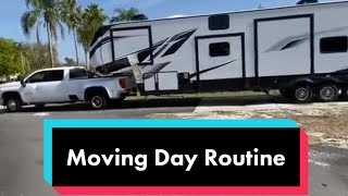 FullTime RV Living Moving Day In Our Dutchmen Voltage Triton 4271 Fifth Wheel Toy Hauler [upl. by Uase637]