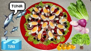 ВКУСНЫЙ ПОЛЕЗНЫЙ САЛАТ С ТУНЦОМ ФЕТОЙ И ФИРМЕННОЙ ЗАПРАВКОЙquotНИСУАЗquotTUNA SALAD W FETA quotNISUAZquot [upl. by Zurc]