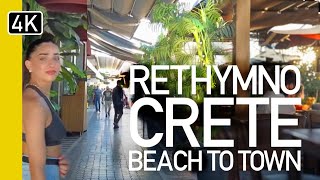 Beautiful Rethymno Crete  Beach Town 4K Walk [upl. by Pickering]