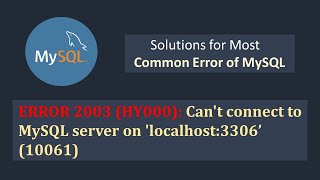 Cant connect to MySQL server on localhost3306 10061  SQL Tutorial for Beginners in Hindi [upl. by Alissa148]