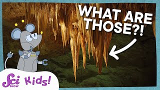 What are Stalactites and Stalagmites  Lets Explore Caves  SciShow Kids [upl. by Huckaby]