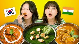 Koreans Try Indian Food For The First Time Chicken Makhni Palak Paneer Mutton Curry  KATCHUP [upl. by Stillmann]