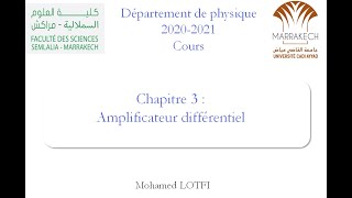 Cours  Amplificateur différentiel part1 Electronique analogique [upl. by Arihk]