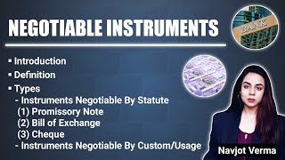 Negotiable Instruments  Types  Promissory Note  Bill of Exchange  Cheque [upl. by Claudia]